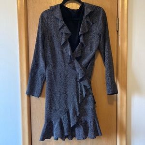 Club Monaco 100% silk ruffle wrap mini dress